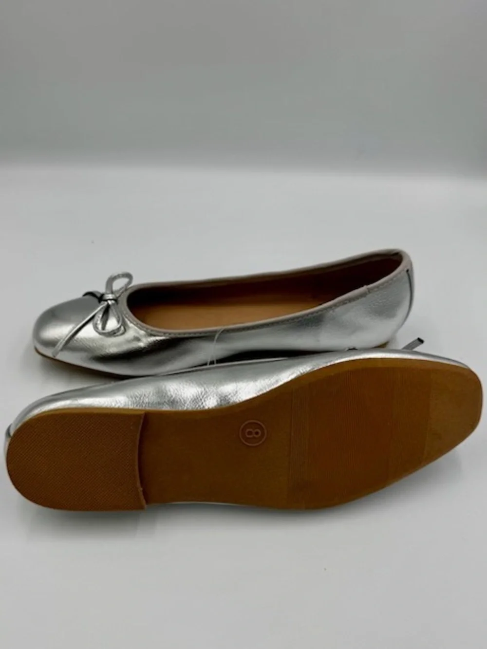 Madden NYC Silver Metallic Ballet Flats Zion Size 8 NEW